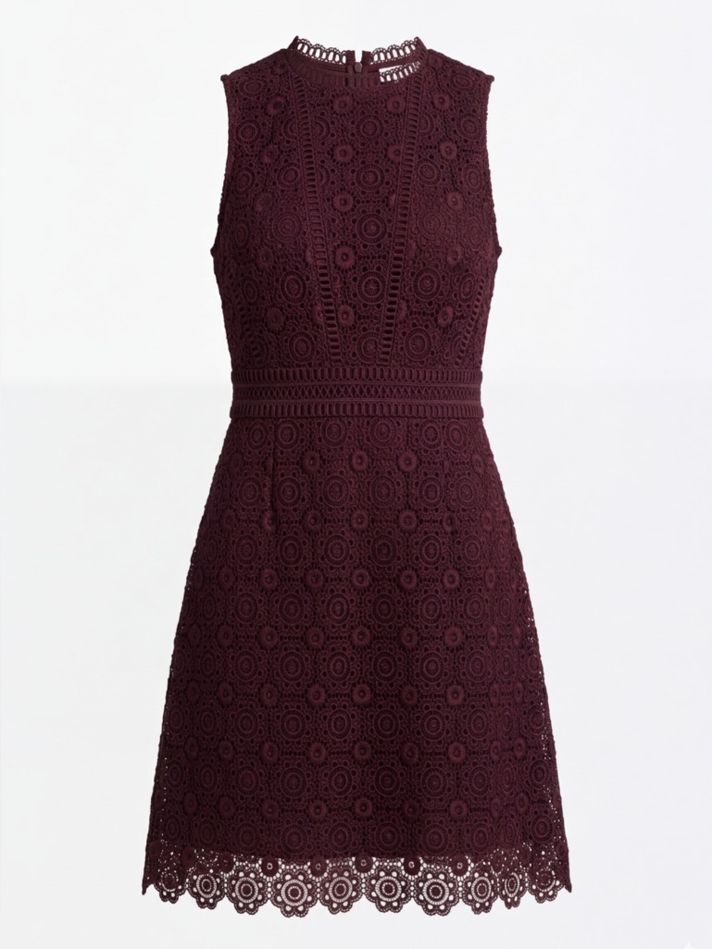 Ever New Melbourne Deep Plum Guipure Lace Sleeveless Dress - Size US 2